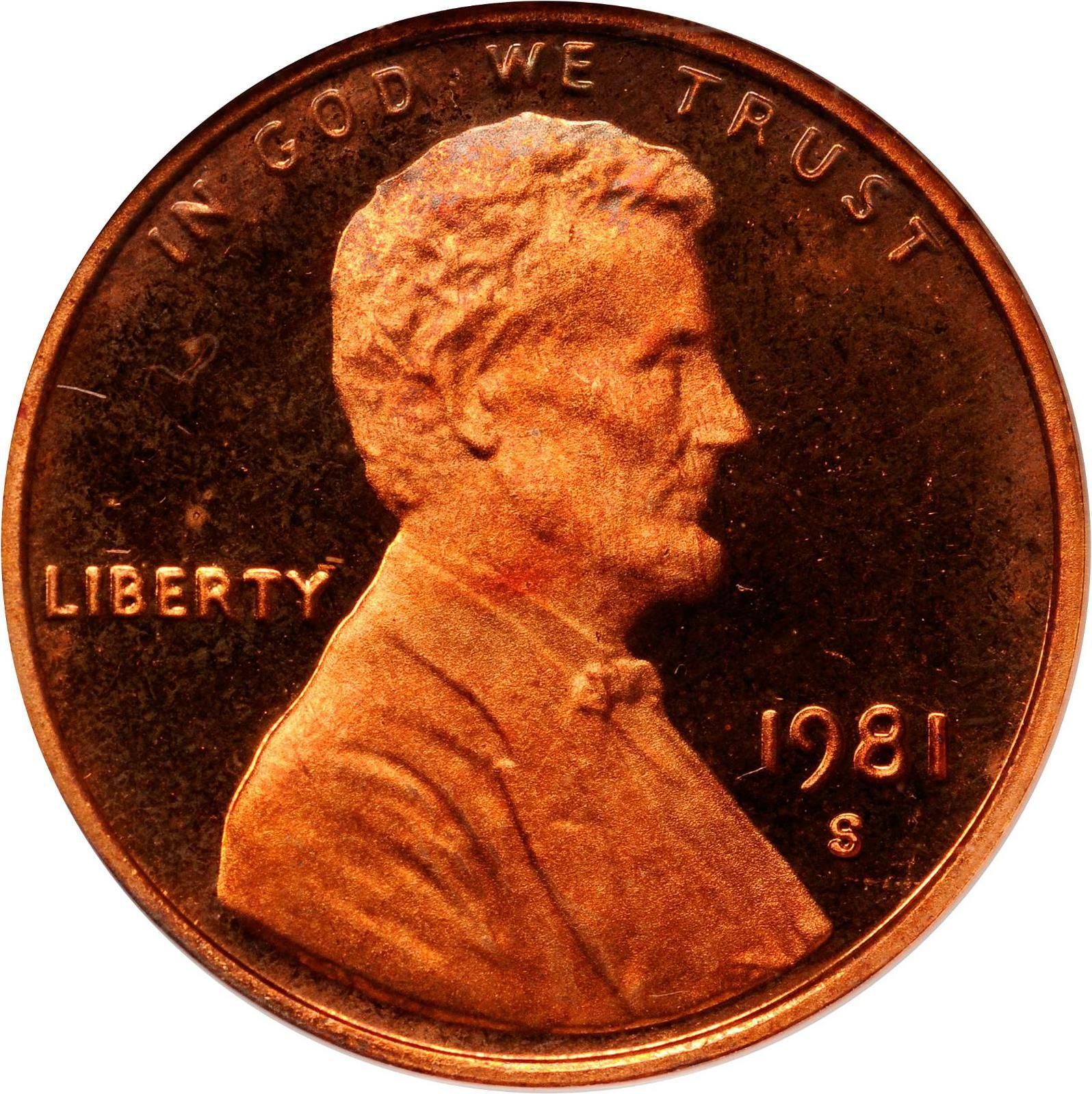 1981-S penny Type 1 vs Type 2 Flat S mint mark comparison under magnification
